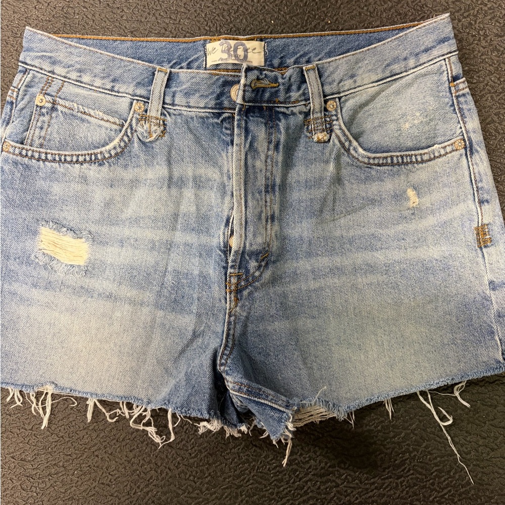 We The Free Light Blue Distressed Jean Shorts